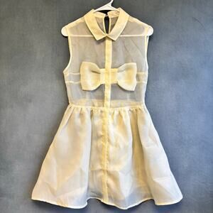 Rehab Ivory Sheer Organza Bow Mini Dress M Coquette Balletcore Party